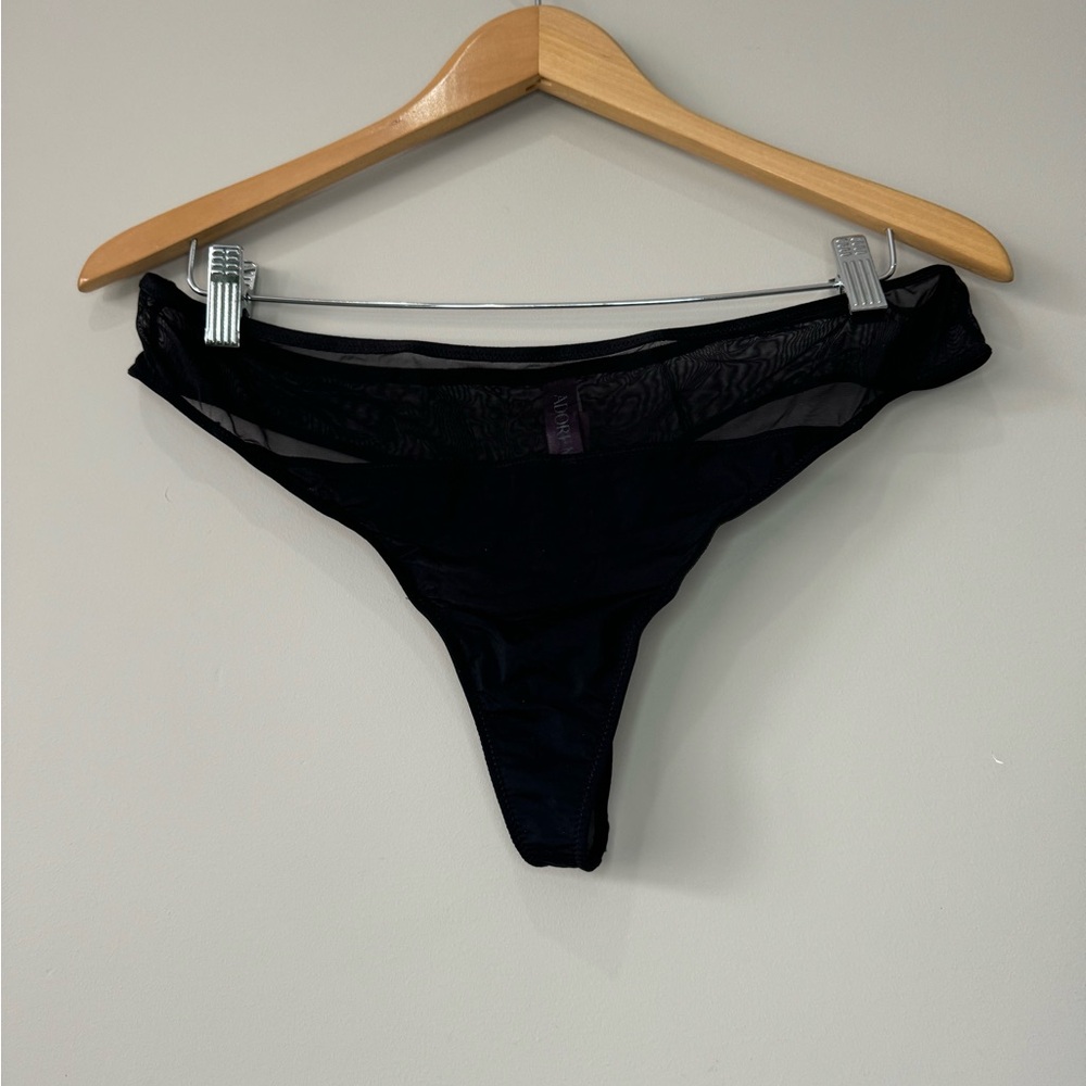 Adore Me NWT Sheer Panel Black Women's Intimate Thong Panties size 1X